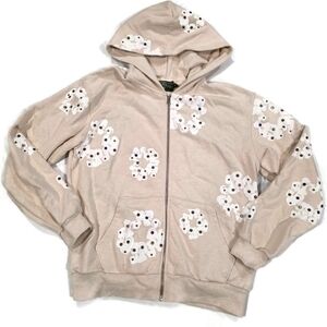 DENIM TEARS Rhinestone Cotton Wreath Zip Hoodie Oatmeal M